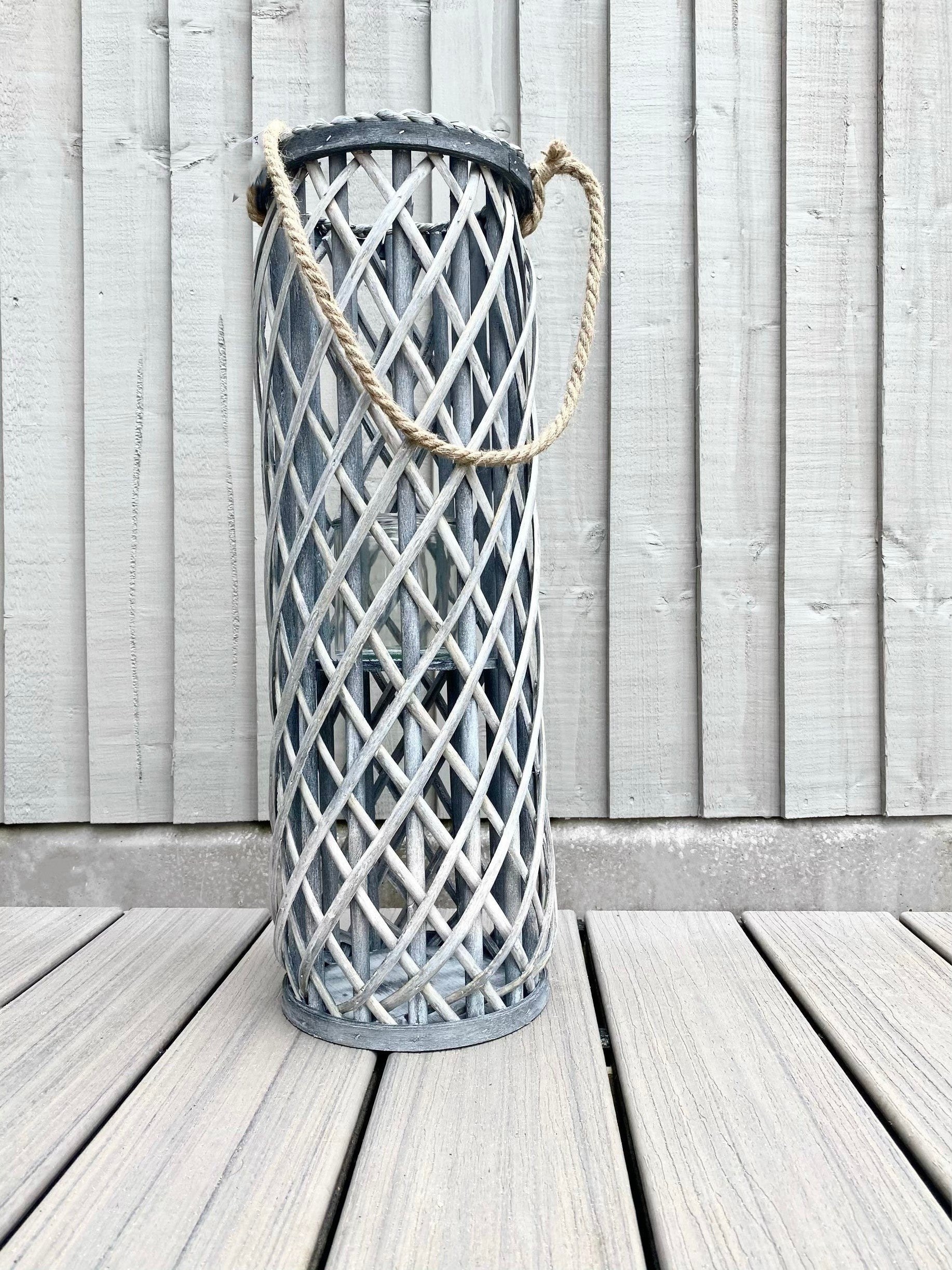 Grey Woven Lantern